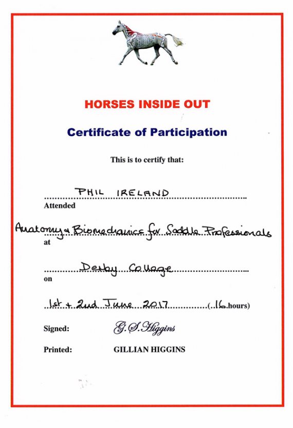Anatomy and biomechanics for saddle professionals certificate